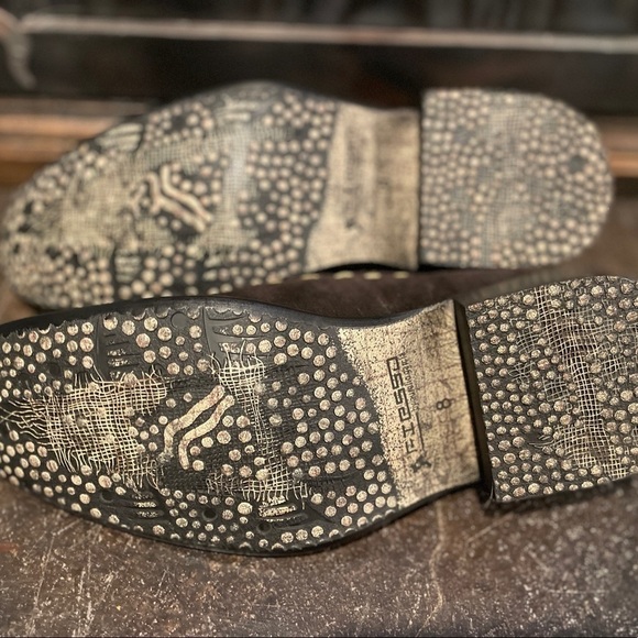 Aurelio Garcia Fiesso  Leather Suede Stitching Square Toe Slip‎ On Shoes Men's 8 - Picture 7 of 9